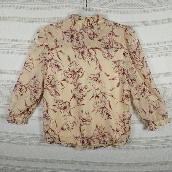 Monteau Los Angeles Floral Blouse Sheer Long Sleeve Top Size XL NEW - Picture 2 of 7